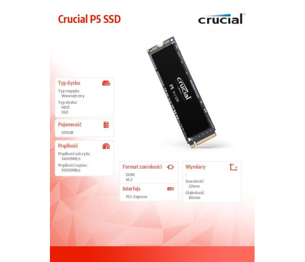 Crucial 500GB M.2 PCIe NVMe P5 - 580519 - zdjęcie 5